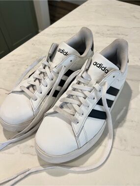 adidas White Sneakers with Black Polka-Dot Insole